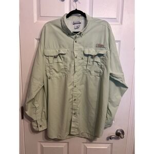 Columbia PFG Shirt Mens XL Tamiami  Omni-Shade Green Vented Long Sleeve Fishing